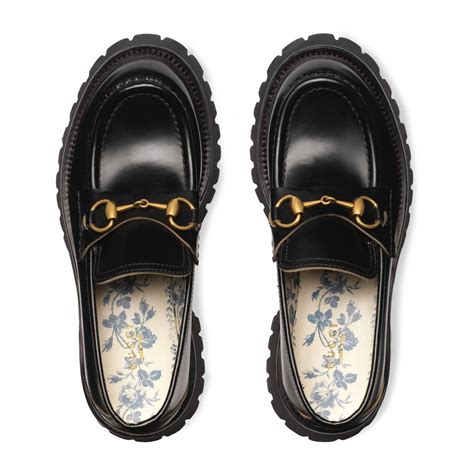 gucci leather lug sole loafer.